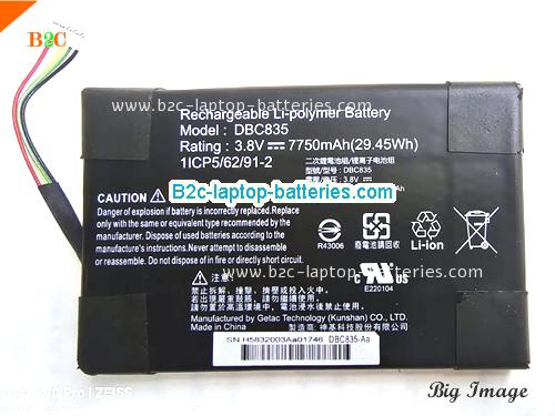 GETAC DBC835 Battery 7750mAh, 29.45Wh  3.8V Black Li-Polymer