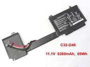 Genuine C32-G46 Battery For ASUS G46 G46V G46VW 11.1v 69Wh Rechargeable Li-polymer, Li-ion Rechargeable Battery Packs