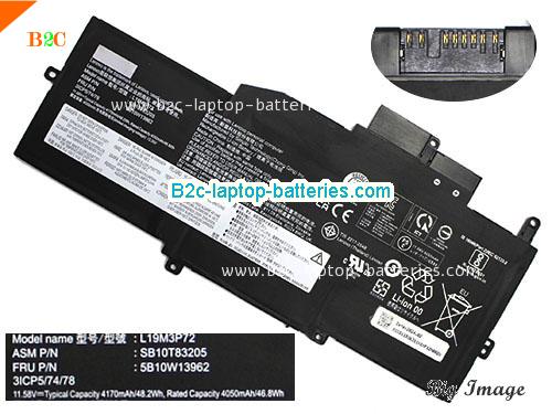  image  for 5B10W13963 Battery, $42.29, LENOVO 5B10W13963 batteries Li-ion 11.58V 4170mAh, 48.2Wh  Black