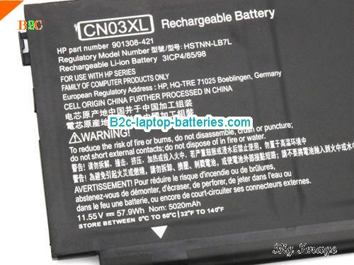  image  for CN03XL Battery, $39.18, HP CN03XL batteries Li-ion 11.55V 5020mAh, 57.95Wh  Black